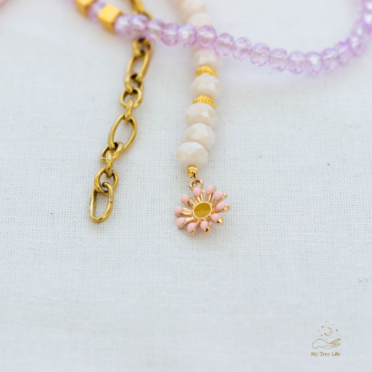 Handmade bag charm - Pink shimmer
