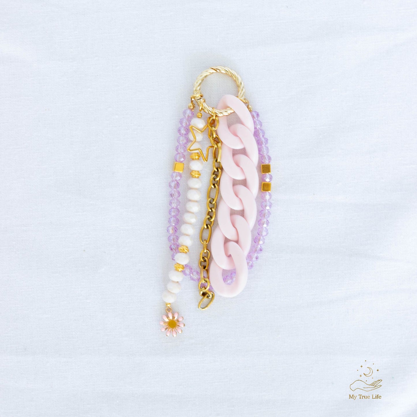 Handmade bag charm - Pink shimmer
