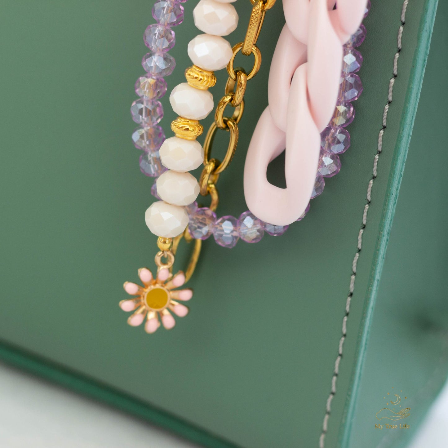 Handmade bag charm - Pink shimmer