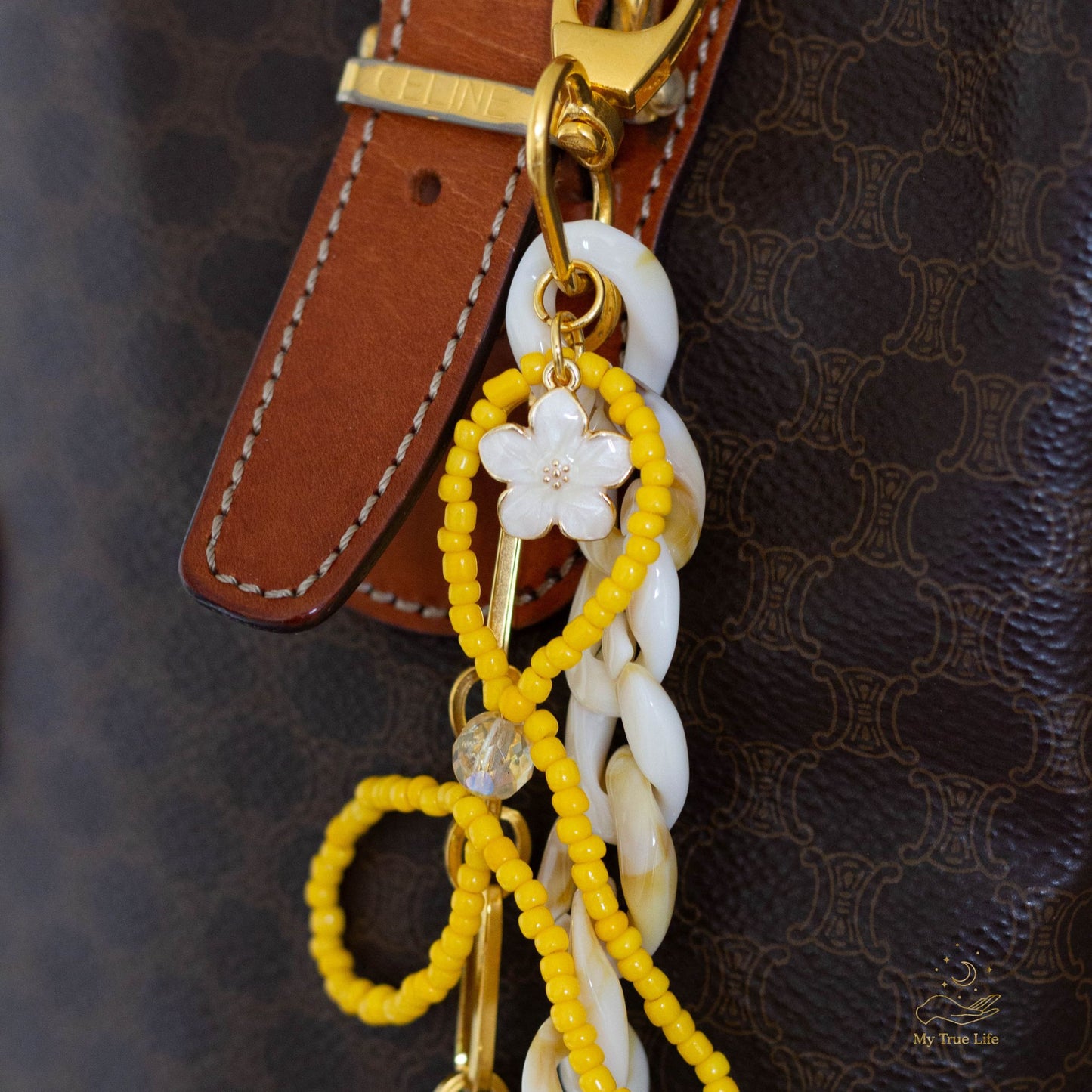 Handmade bag charm - Butter yellow bow