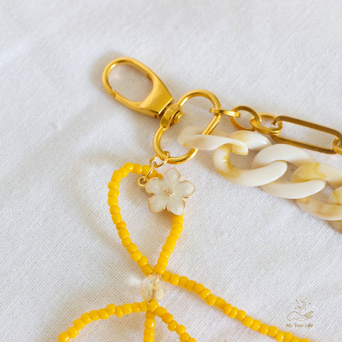 Handmade bag charm - Butter yellow bow