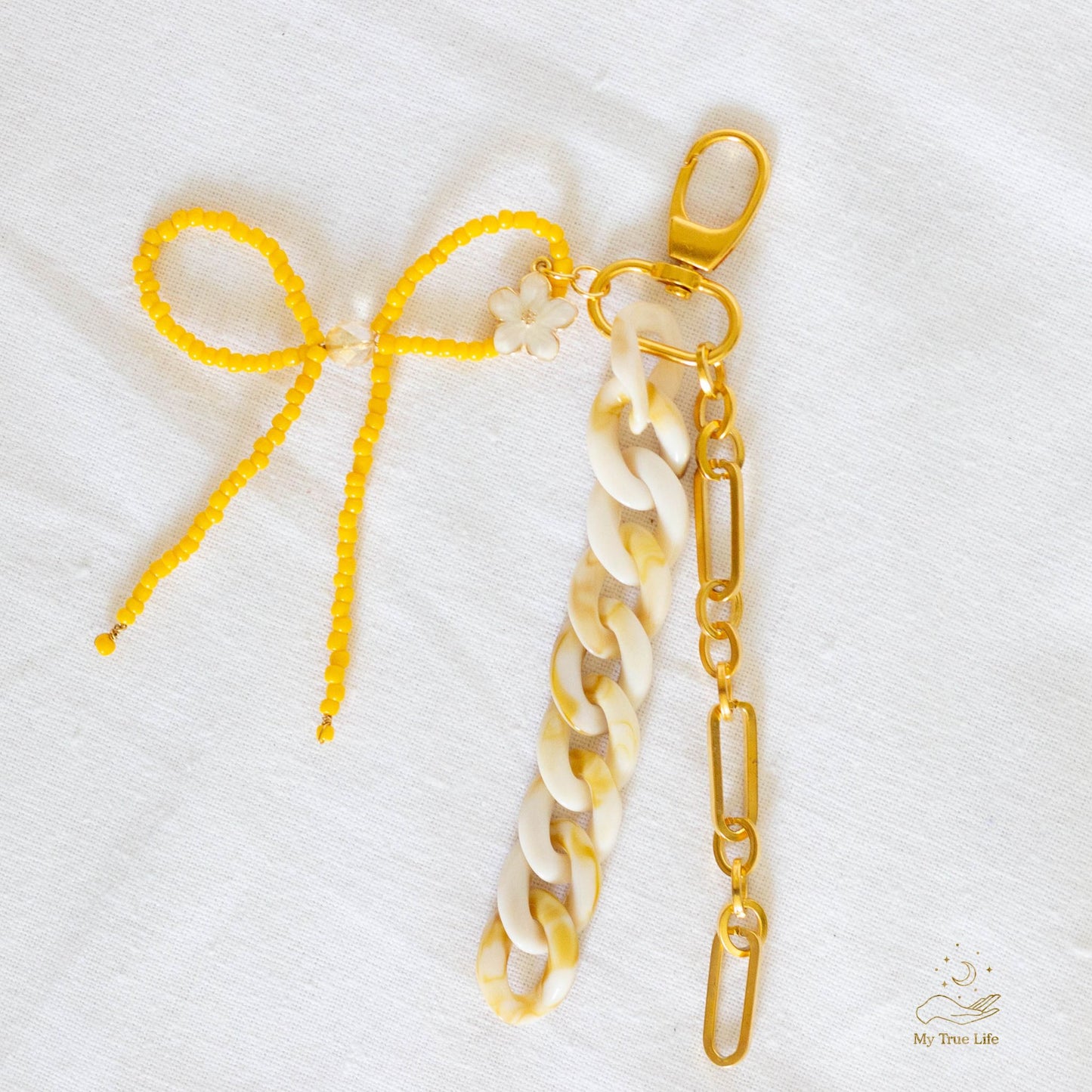 Handmade bag charm - Butter yellow bow