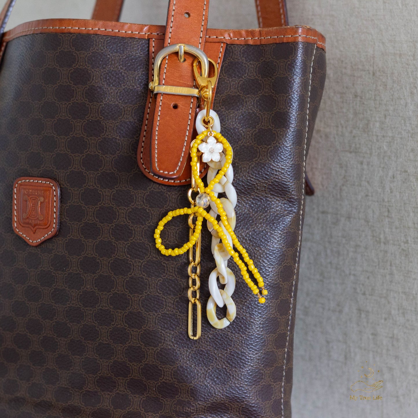 Handmade bag charm - Butter yellow bow