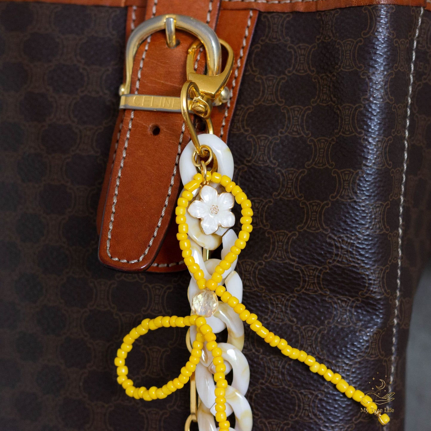 Handmade bag charm - Butter yellow bow