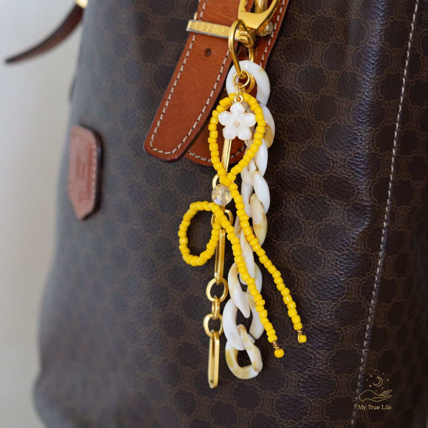 Handmade bag charm - Butter yellow bow