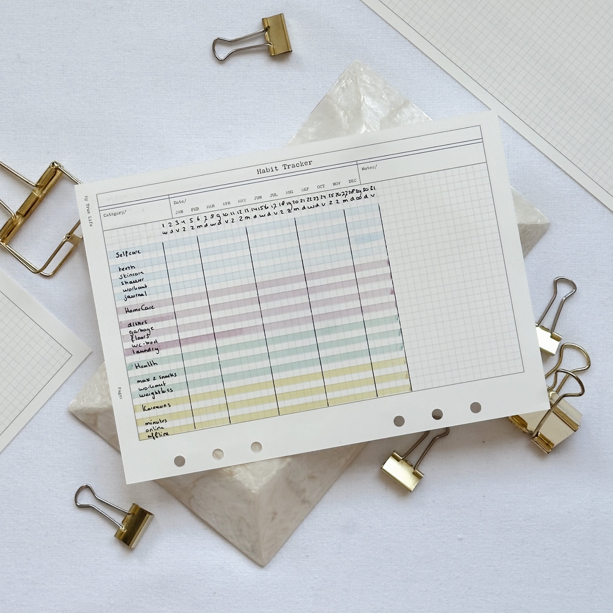 Habit Tracker Ring Binder Insert