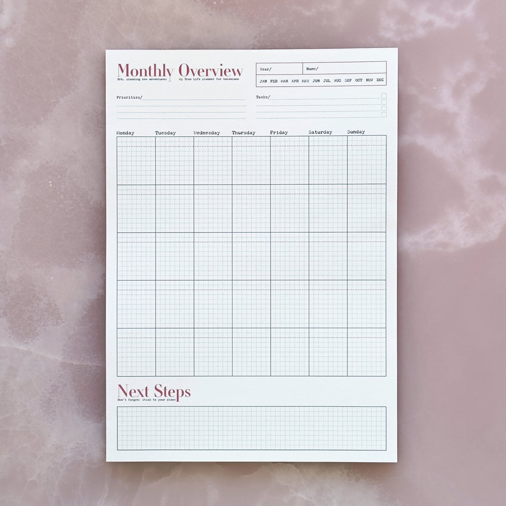 Monthly Planner Notepad A4