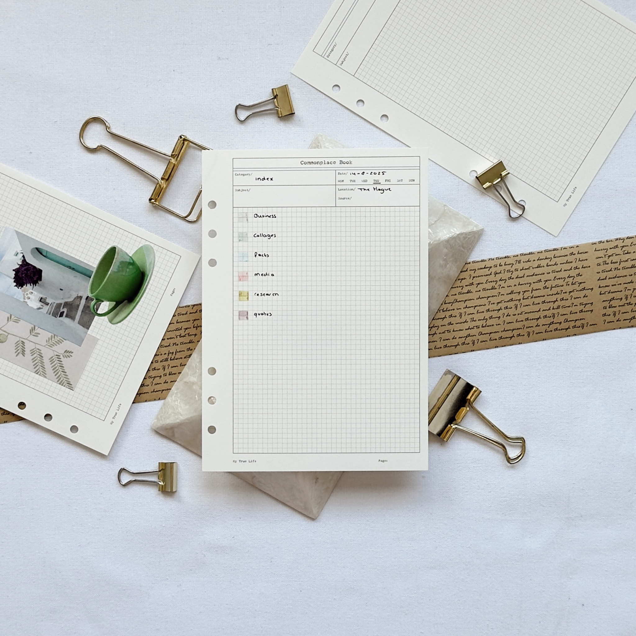 Commonplace Book Ring Binder Insert
