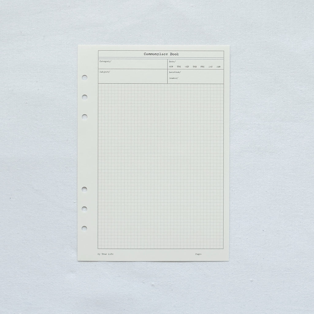 Commonplace Book Ring Binder Insert