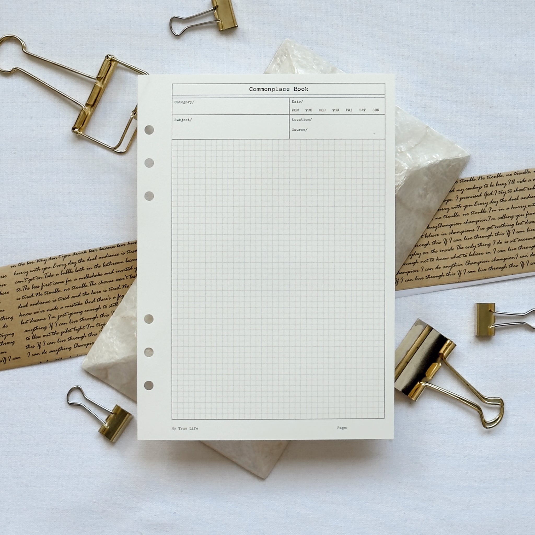 Commonplace Book Ring Binder Insert